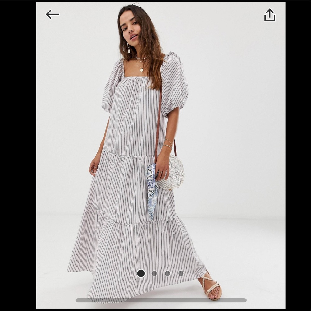 NWOT ASOS DESIGN tiered maxi with puff sleeve